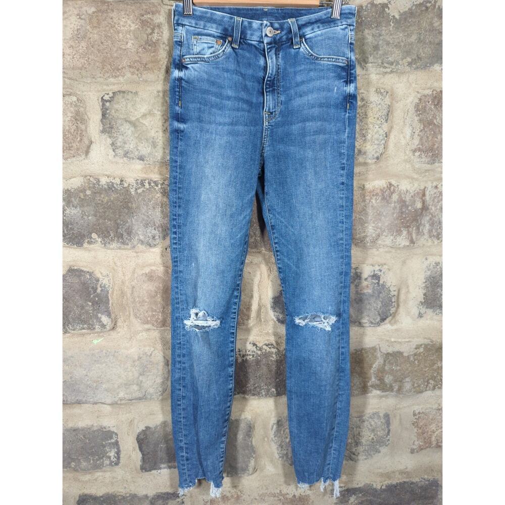 &denim Jeans Woman's Size 26 Super Skinny High Waist Ankle Length Distressed